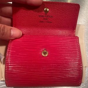 Louis Vuitton Red Epi Leather Credit Card Holder with Coin Purse